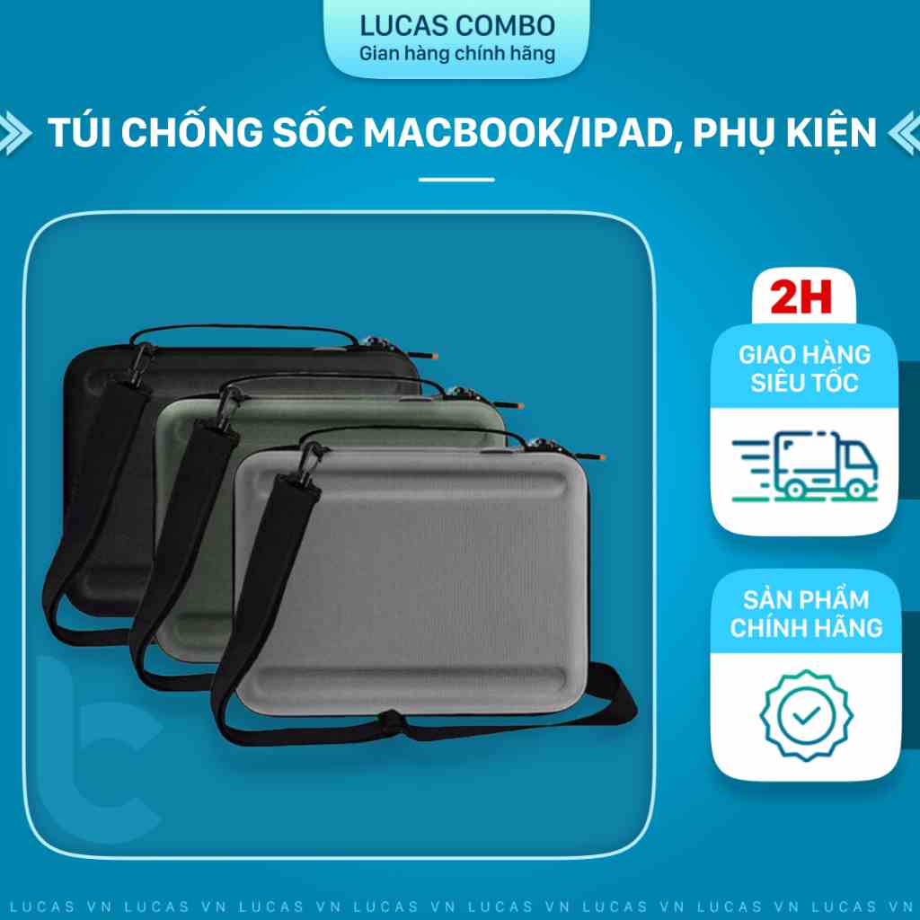 Túi Chống Sốc, Chống Nước Đựng IPad, Macbook Và Phụ Kiện WIWU Parallel Hardshell Có Tay Cầm Và Quai Đeo Tiện Lợi