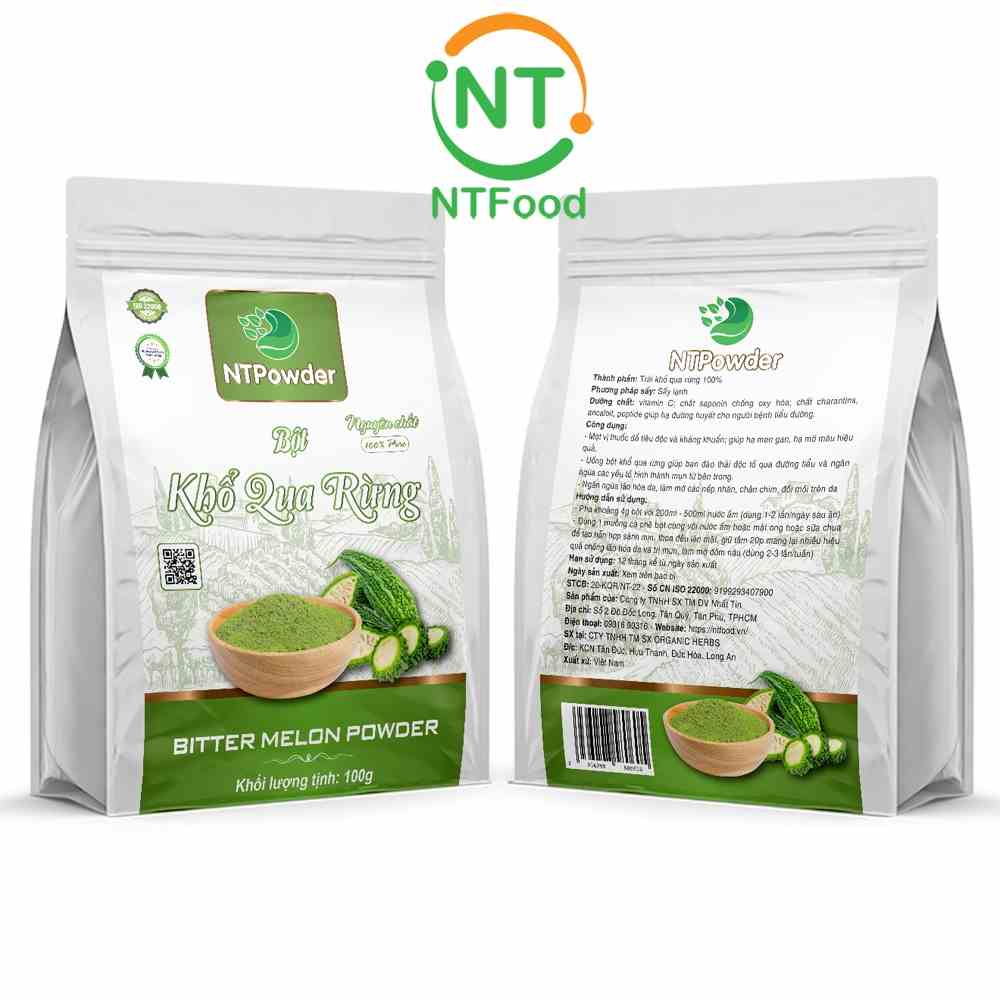 [Mã BMLTB35 giảm đến 35K đơn 99K] Bột Khổ Qua Rừng sấy lạnh nguyên chất NTPOWDER 100gr túi zipper - Nhất Tín Food