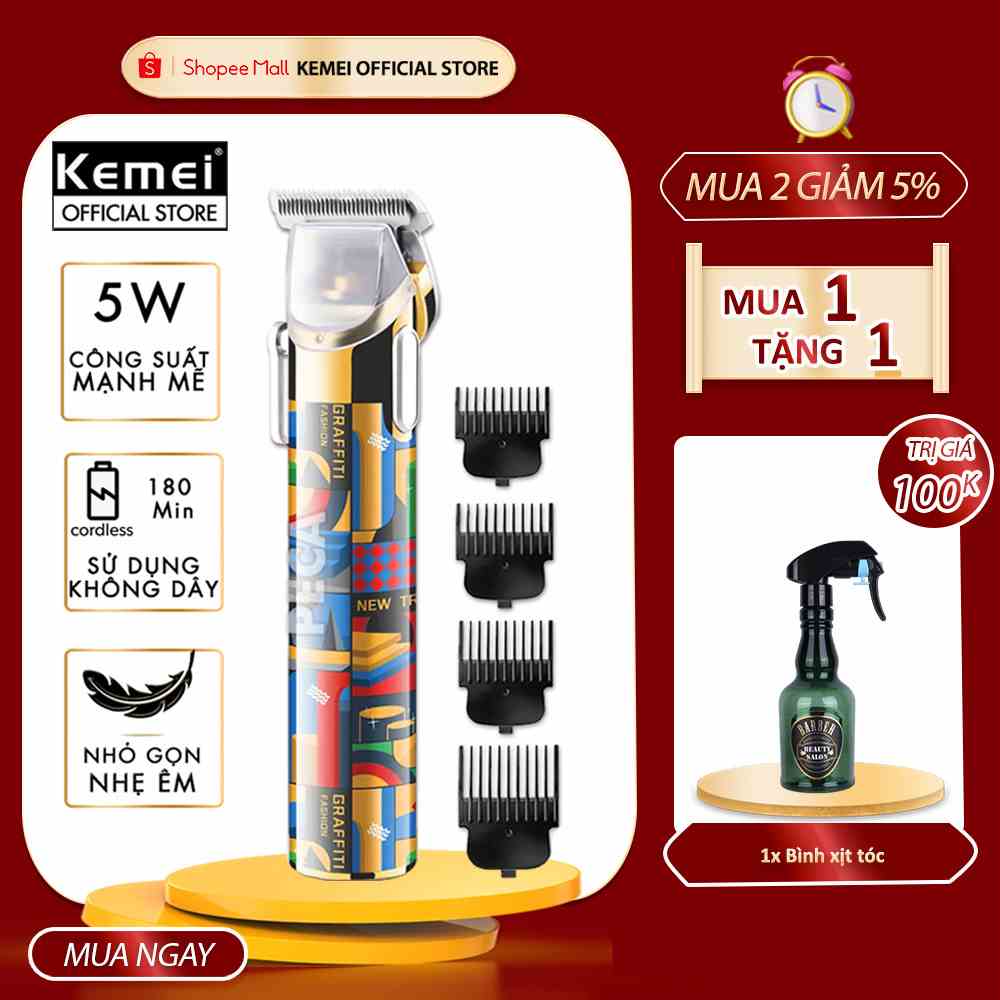 Tông đơ cắt tóc không dây Kemei KM-MAX5087 thiết kế độc đáo, có thể cắt tóc, cạo râu... - hàng phân phối chính thức