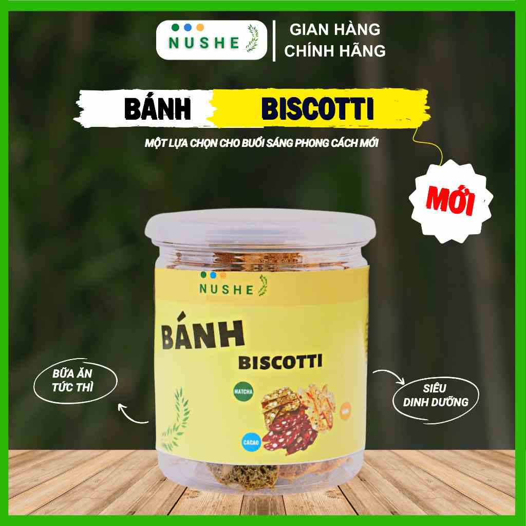 Bánh Biscotti Nushe Food, Ăn Kiêng Cực Ngon, Healthy, Lành Mạnh Mix Ba Vị 200gr