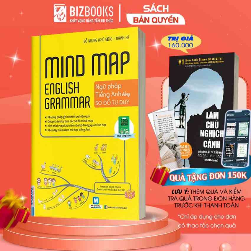 Sách - Mindmap English Grammar - Ngữ Pháp Tiếng Anh Bằng Sơ Đồ Tư Duy Cho Người Học Căn Bản - Học Kèm App