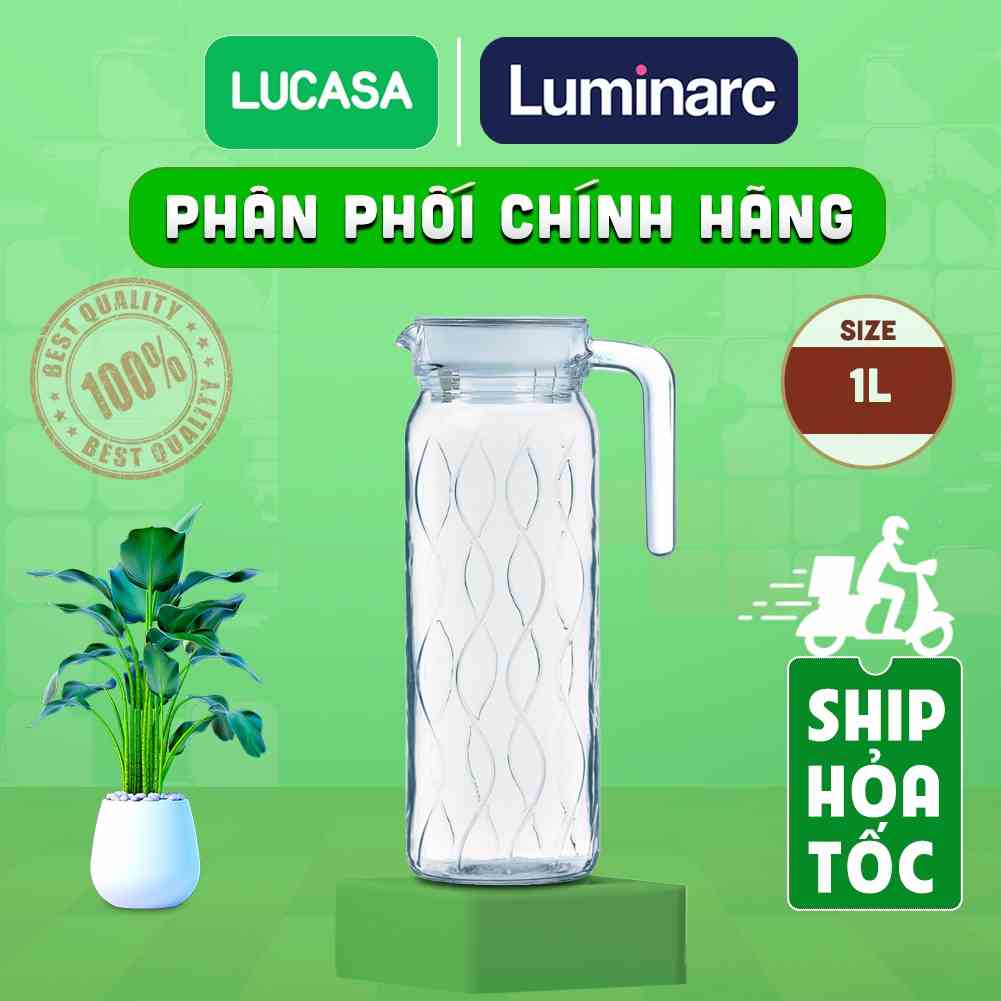 [Mã BMLTA35 giảm đến 35K đơn 99K] Bình Nước Thủy Tinh Luminarc Dona Embossment Wave 1L - L0433 | Phân Phối Chính Hãng