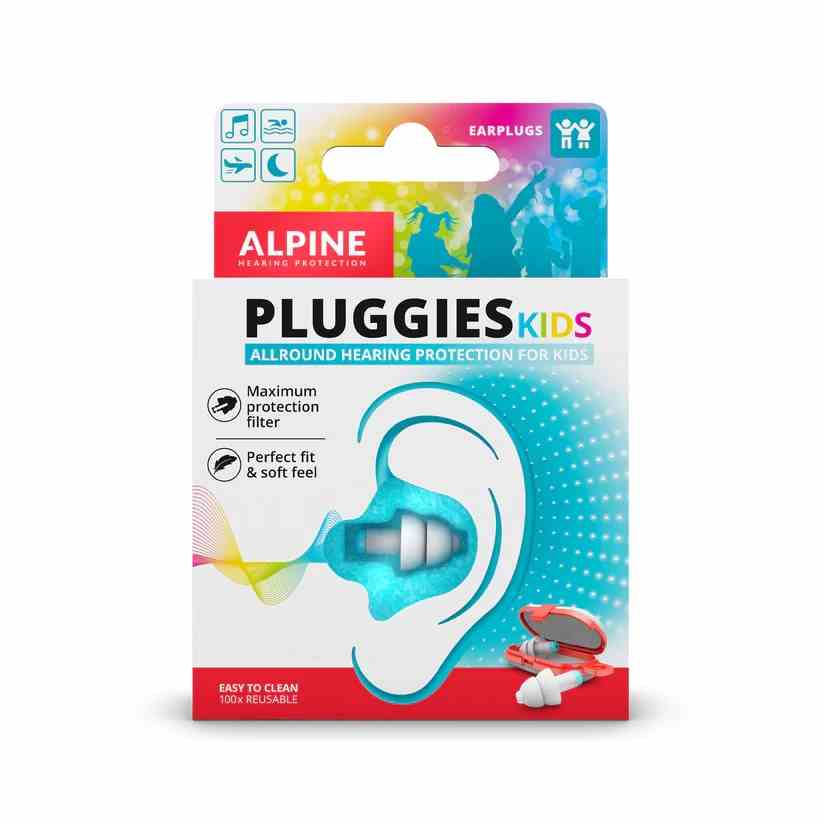 Nút bịt tai chống ồn, đi bơi dành cho trẻ em Alpine Pluggies Kid (freesize màu Trắng + Xanh)