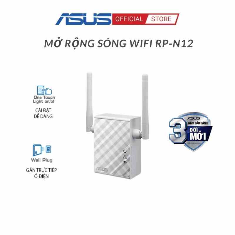 [Mã BMLTB35 giảm đến 35K đơn 99K] Bộ Mở Rộng Sóng Asus RPN12 Repeater Chuẩn N300 2 Ăngten Giúp Tăng Độ Phủ Sóng