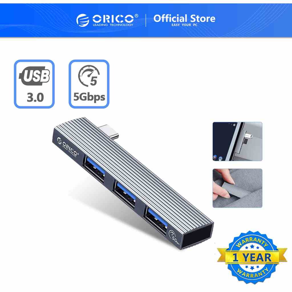 Bộ chia cổng ORICO AH-W13 Type C sang USB 3.1 3 trong 1 bằng nhôm thích hợp cho iPhone máy tính bảng