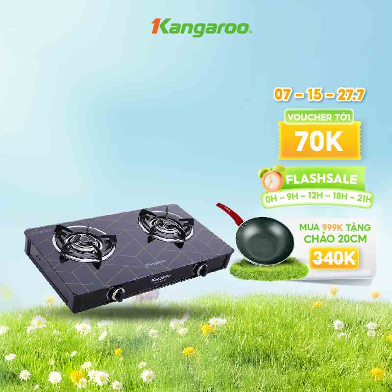 [Mã ELHIEN giảm 10% đến 500K]Bếp gas đôi dương kính Kangaroo KG526M