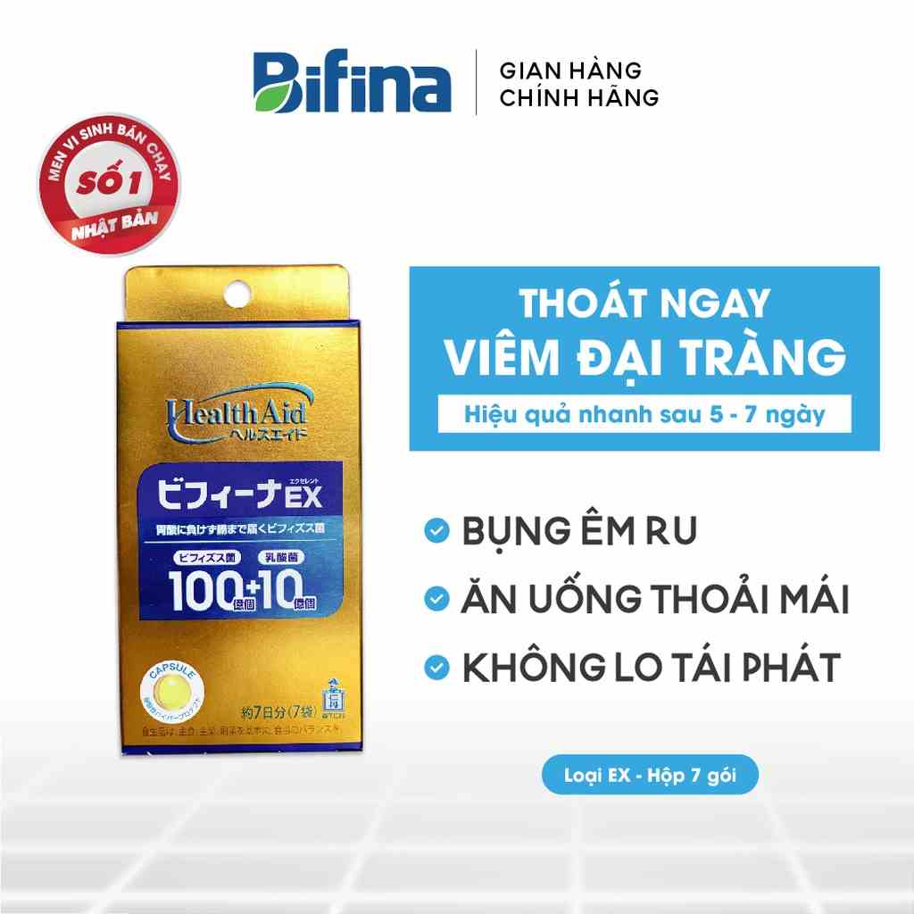 Đại tràng Bifina Nhật Bản - Loại EX 7 gói - Bổ sung lợi khuẩn, nhanh lành vết loét