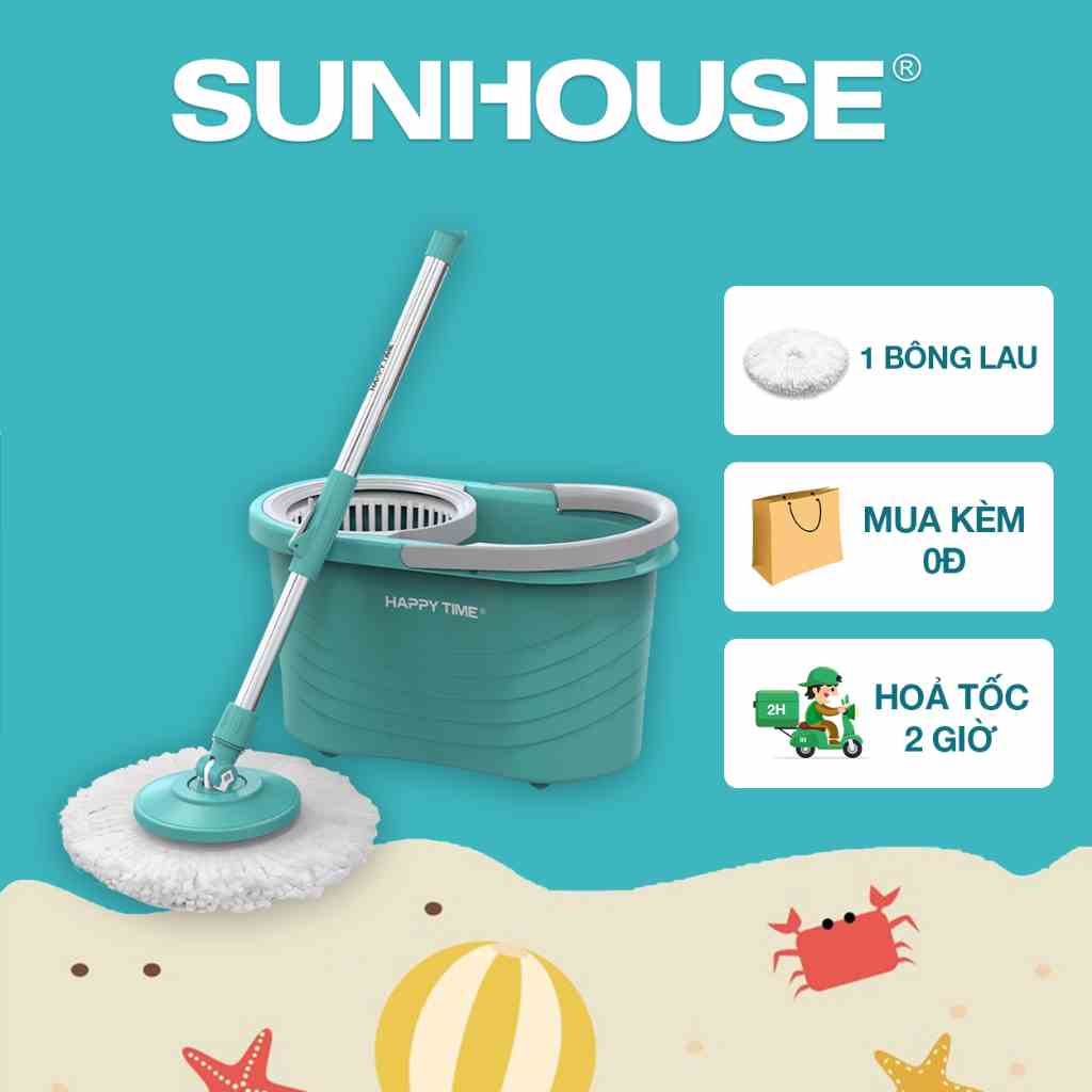 Bộ lau nhà xoay 360 độ HAPPY TIME KH-CL330PB - Không hộp