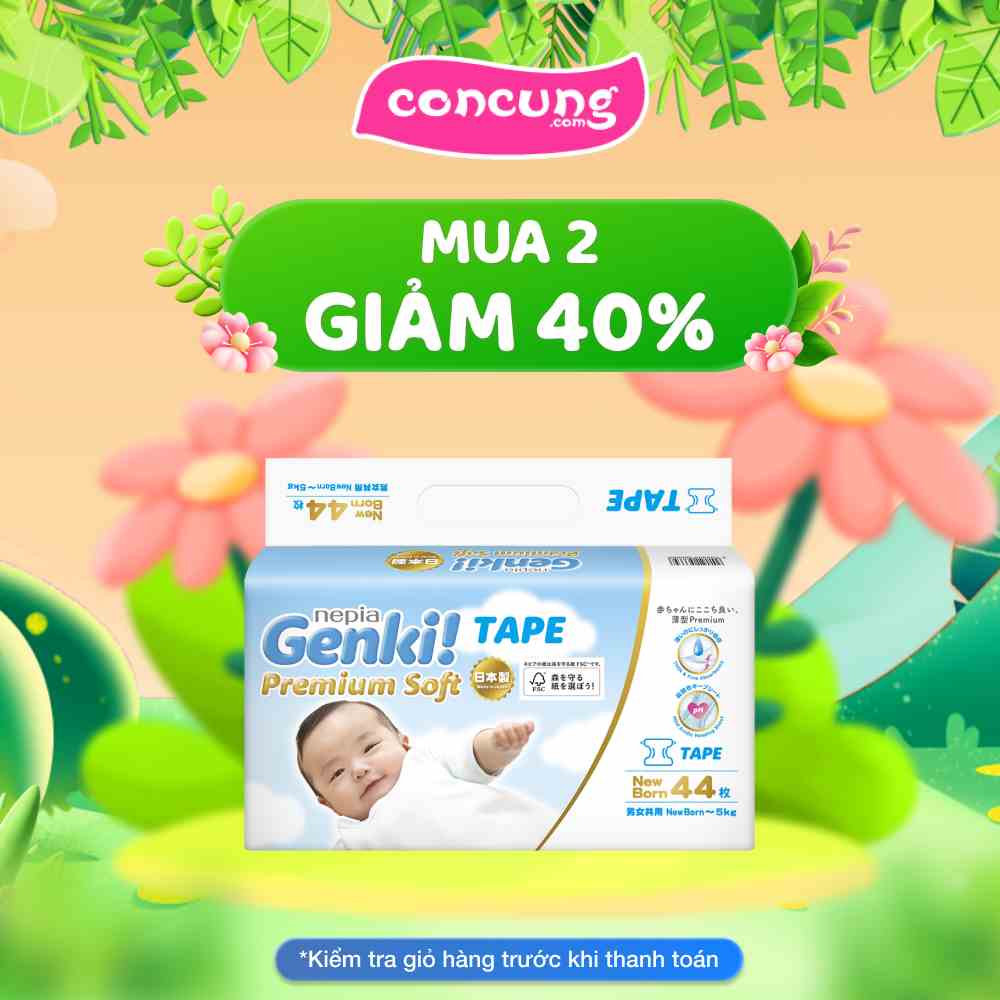 Bỉm tã dán Nhật Bản cao cấp Genki Newborn 44 miếng