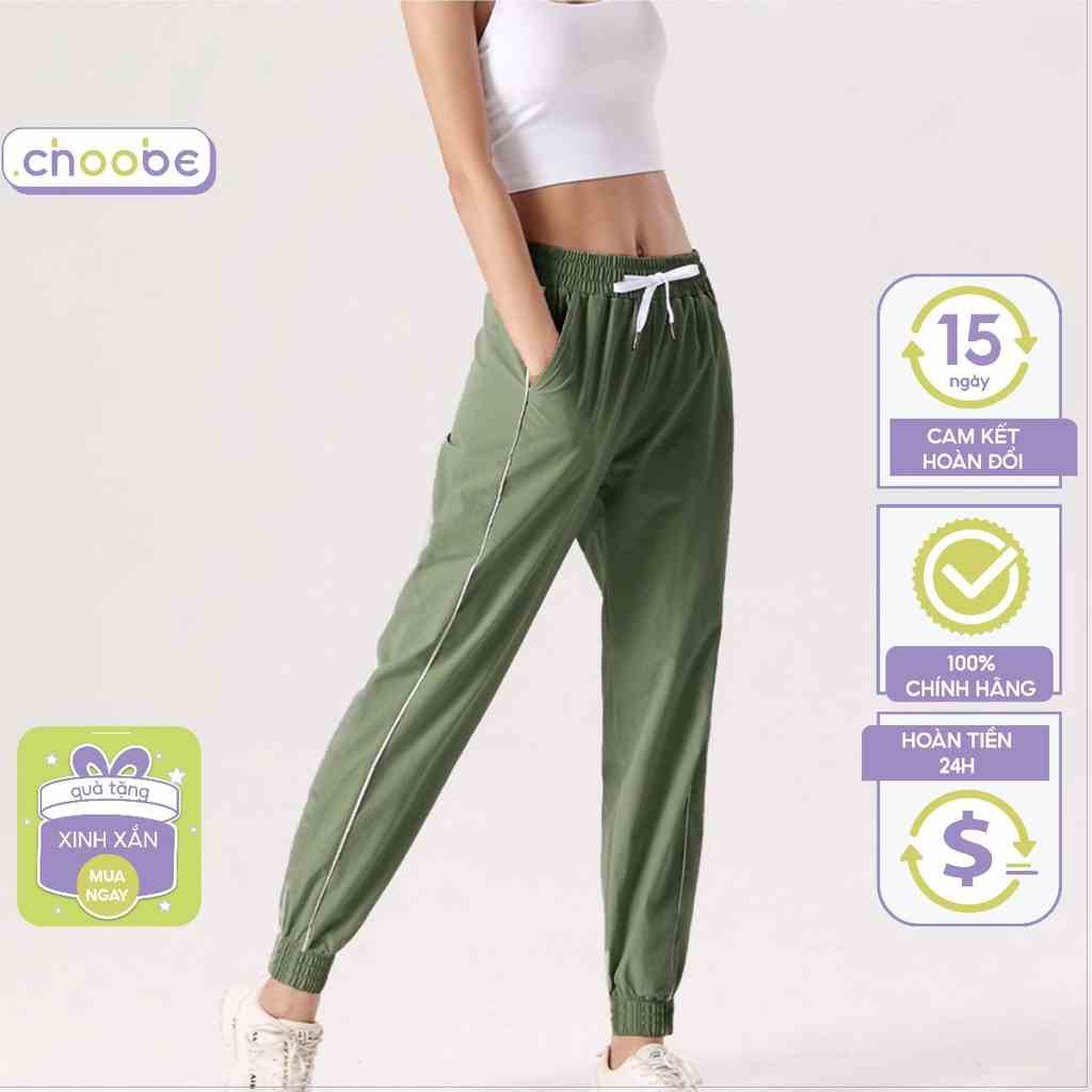 Quần jogger nữ Choobe bom vải gió mịn chất nhẹ chống nhăn cạp chun năng động cá tính thể thao tập gym Q65