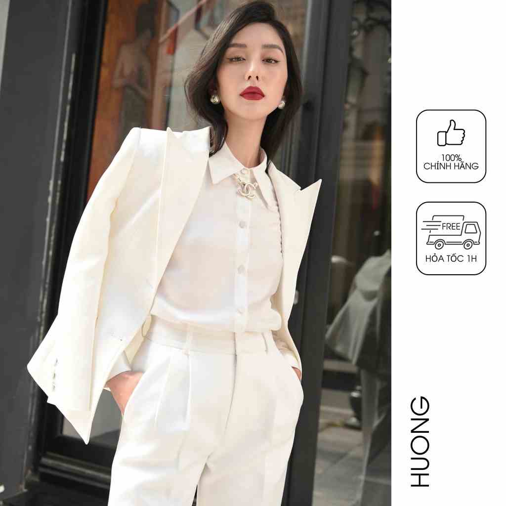 Áo blazer tuxedo trắng HUONG BOUTIQUE HBVEST207