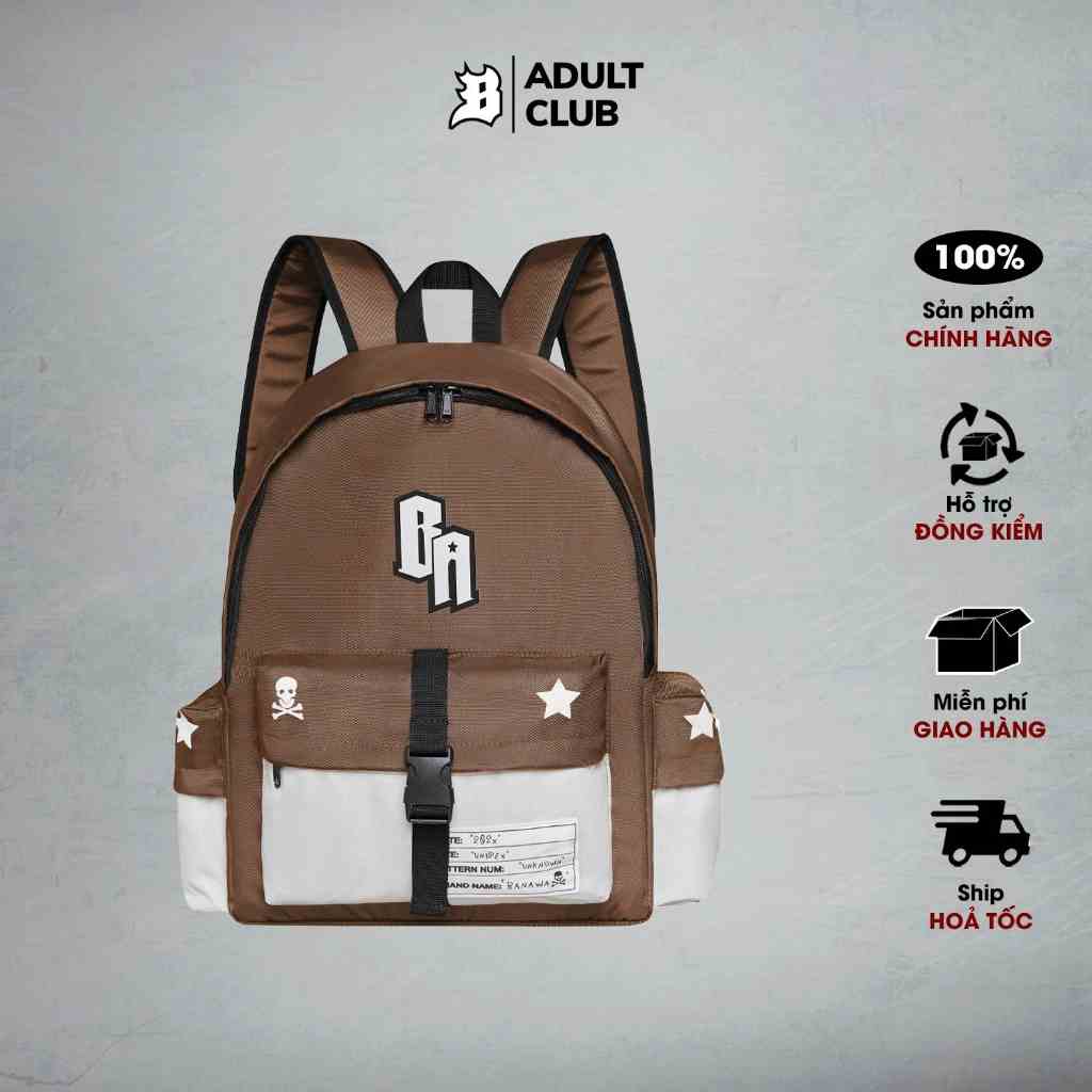 Balo đi học Banawa nam nữ unisex hoạ tiết caro có ngăn đựng laptop - Statement Backpack VER2 - Màu Nâu