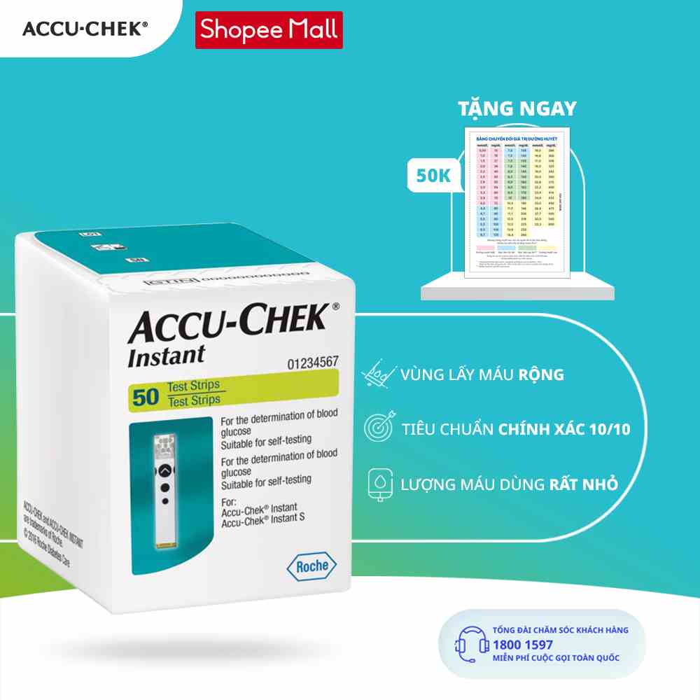 Hộp 50 Que Thử Đường Huyết ACCU-CHEK® Instant