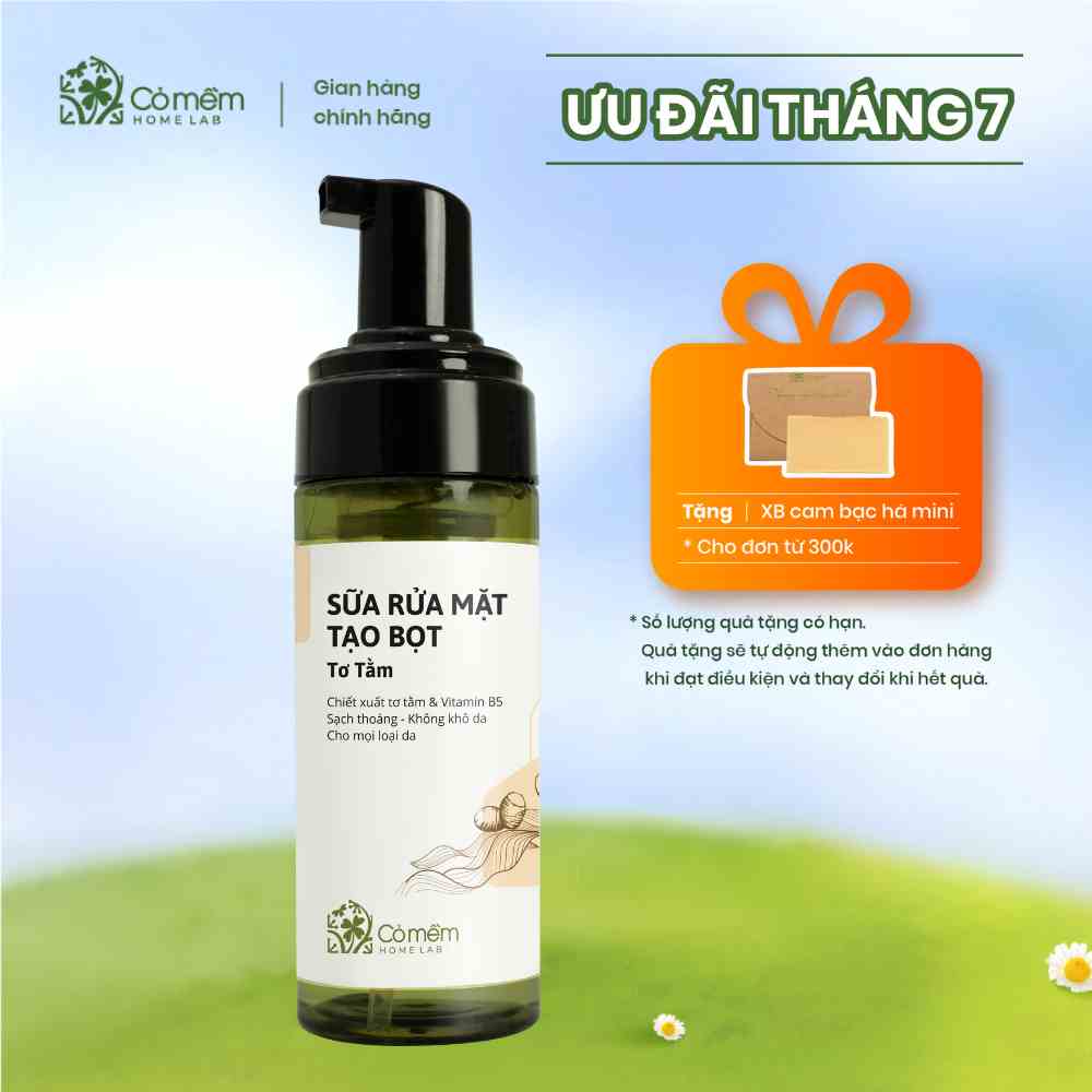 Sữa Rửa Mặt Tạo Bọt Tơ Tằm Dưỡng Ẩm Làm Sạch Sâu Cỏ Mềm 150ml