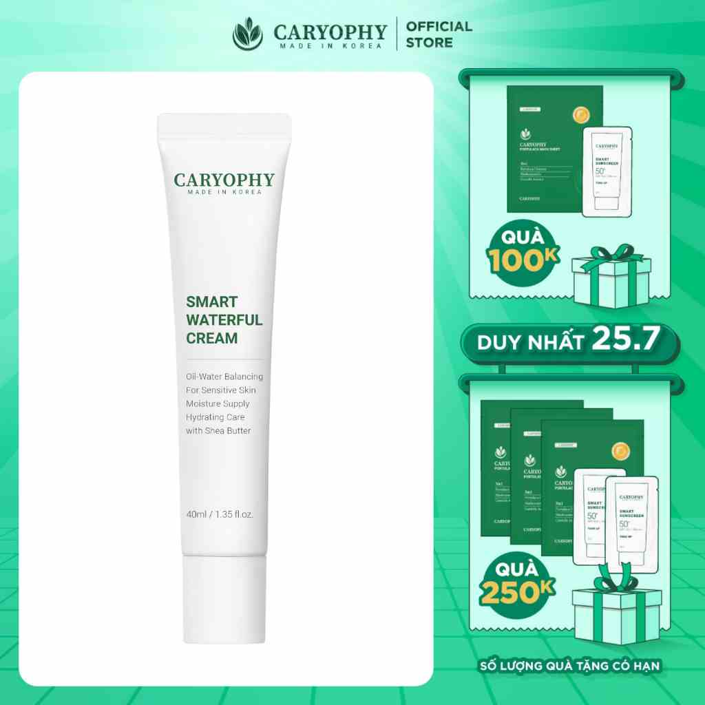 Kem dưỡng cấp nước và phục hồi da mịn Caryophy Smart Waterful Cream 40ml