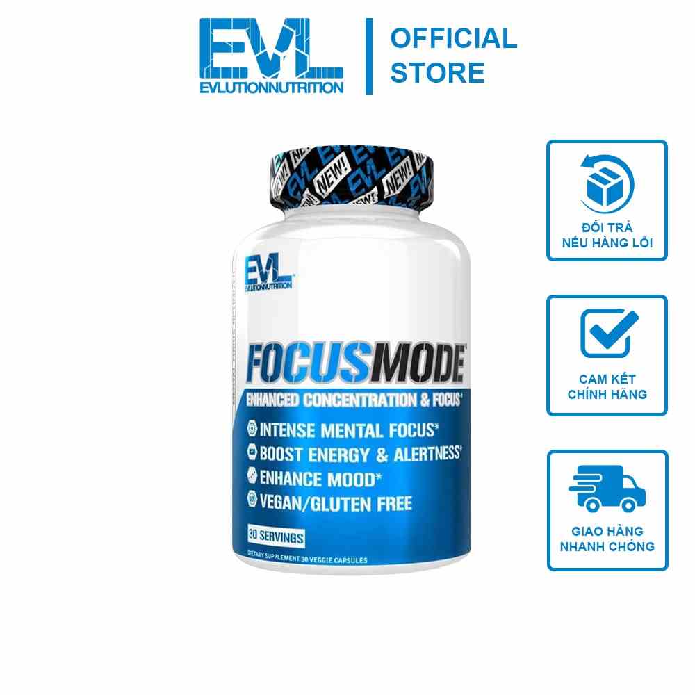 Viên Uống EVL FOCUS MODE 30 VIÊN Giúp Tăng Cường Sự Tập Trung, Tăng Cường Hiệu Suất Làm Việc Và Luyện Tập- Chính