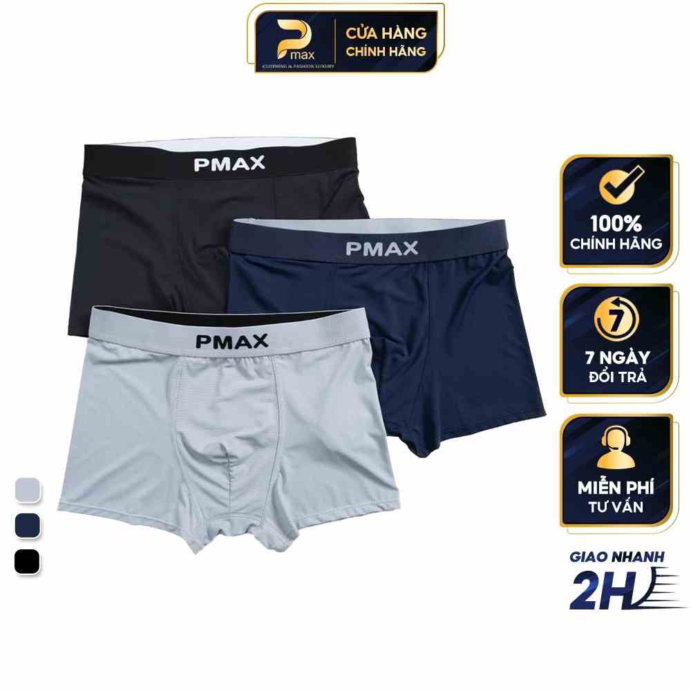 Quần lót BOXER nam vải lụa lỗ kim Icy tự nhiên 100% thoáng khí co giãn cao cấp - PMAX