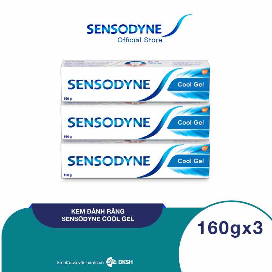 Bộ 3 Kem đánh răng giúp giảm ê buốt SENSODYNE Cool Gel 160gr/tuýp