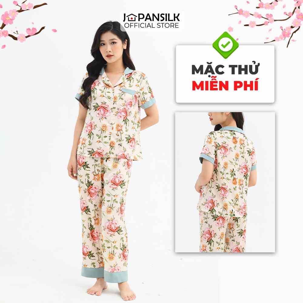 [Mã BMLTA35 giảm đến 35K đơn 99K] Đồ Mặc Nhà Lụa Satin Nhật Cộc Tay JAPAN SILK Họa Tiết Hoa Hồng Sang Trọng