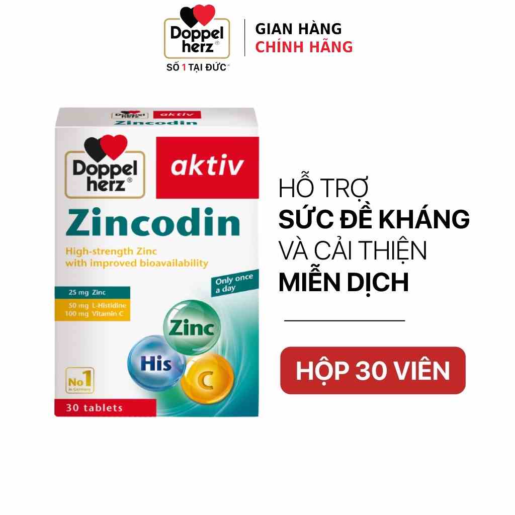 [TPCN Nhập Khẩu] Viên uống bổ sung kẽm và hỗ trợ tăng cường sức đề kháng Doppelherz Zincodin (Hộp 30 viên)