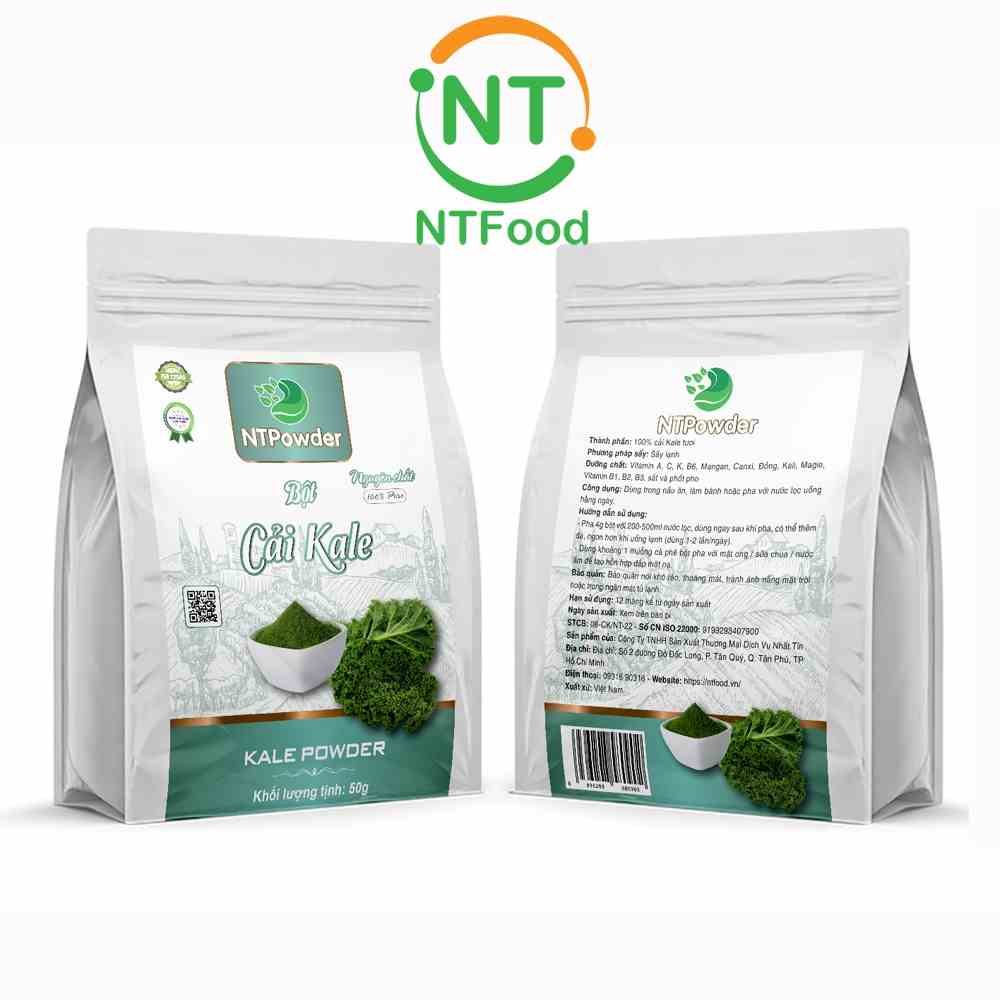 [Mã BMLTB35 giảm đến 35K đơn 99K] Bột Cải Xoăn Kale sấy lạnh nguyên chất NTPOWDER (50gr / túi zipper) - Nhất Tín Food