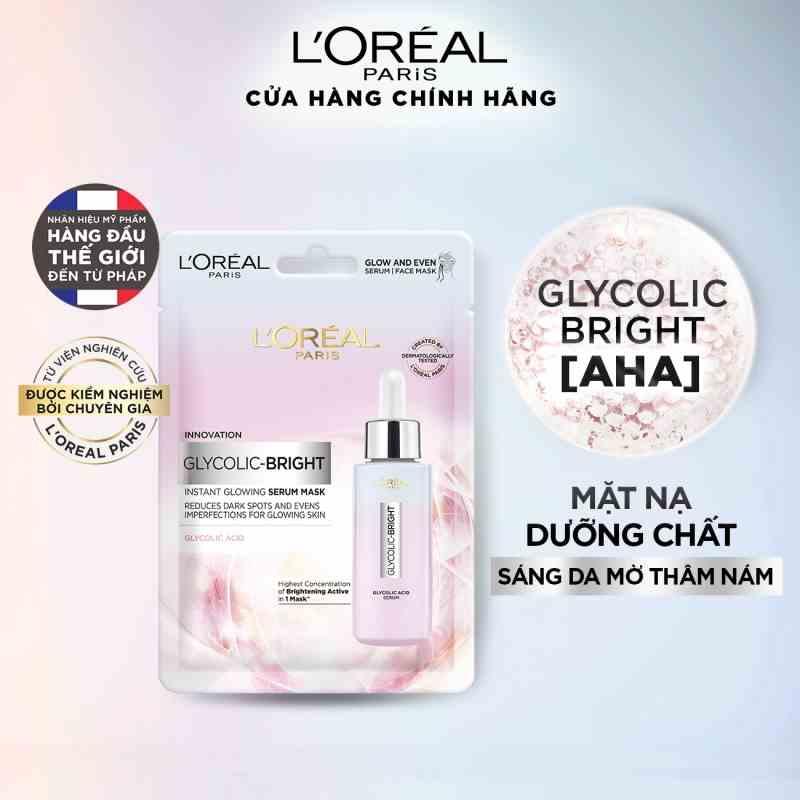 Mặt nạ dưỡng sáng mờ thâm nám LOreal Paris Glycolic (AHA) Bright 22g