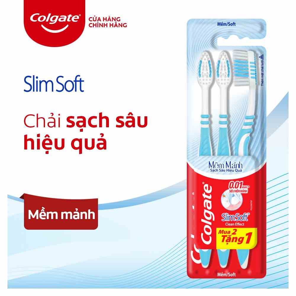 Bộ 3 bàn chải Colgate SlimSoft Deep Clean sạch sâu hiệu quả