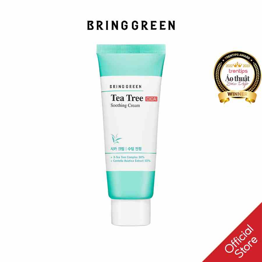 [Mã BMLTA35 giảm đến 35K đơn 99K] Kem Dưỡng Giảm Mụn Làm Dịu Da Tràm Trà Bring Green Tea Tree Cica Soothing Cream 100ml