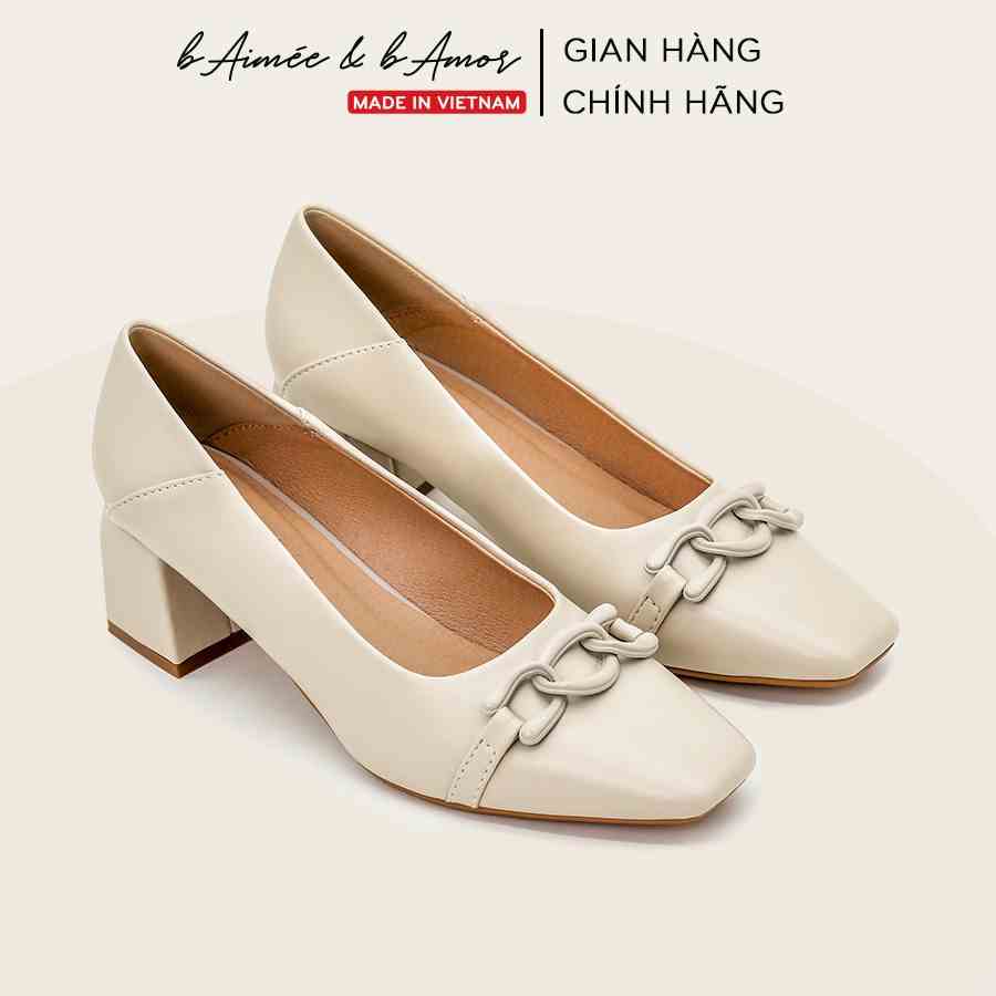 Giày cao gót nữ 5p Mirana Pump Heels đế vuông mũi vuông nơ khóa công sở bAimée & bAmor - MS3008