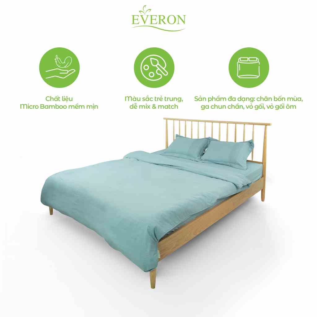 Vỏ gối EVERON Micro Bamboo họa tiết trơn MB2301-04 nhiều kích thước, màu sắc