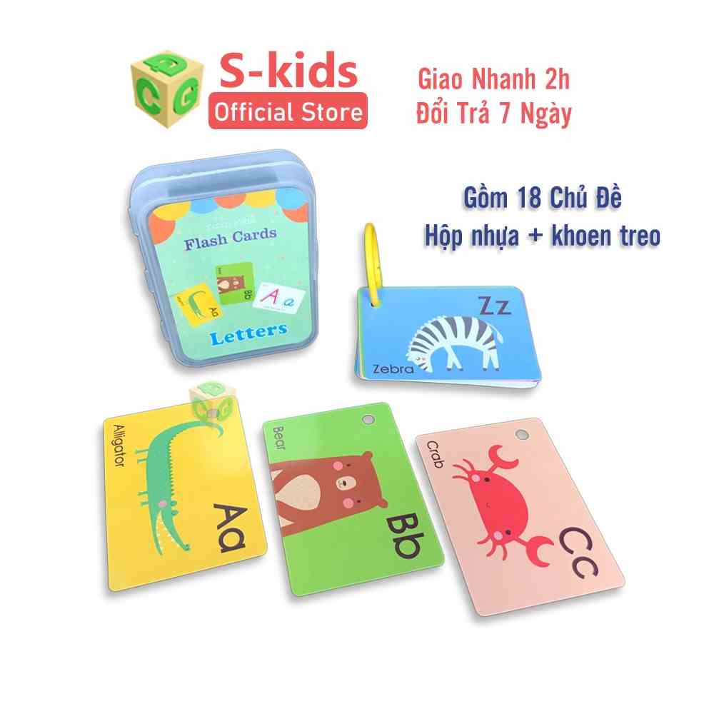 Đồ Chơi Trẻ Em S-kids, bộ thẻ học tiếng anh thông minh Flashcard cho bé 18 chủ đề