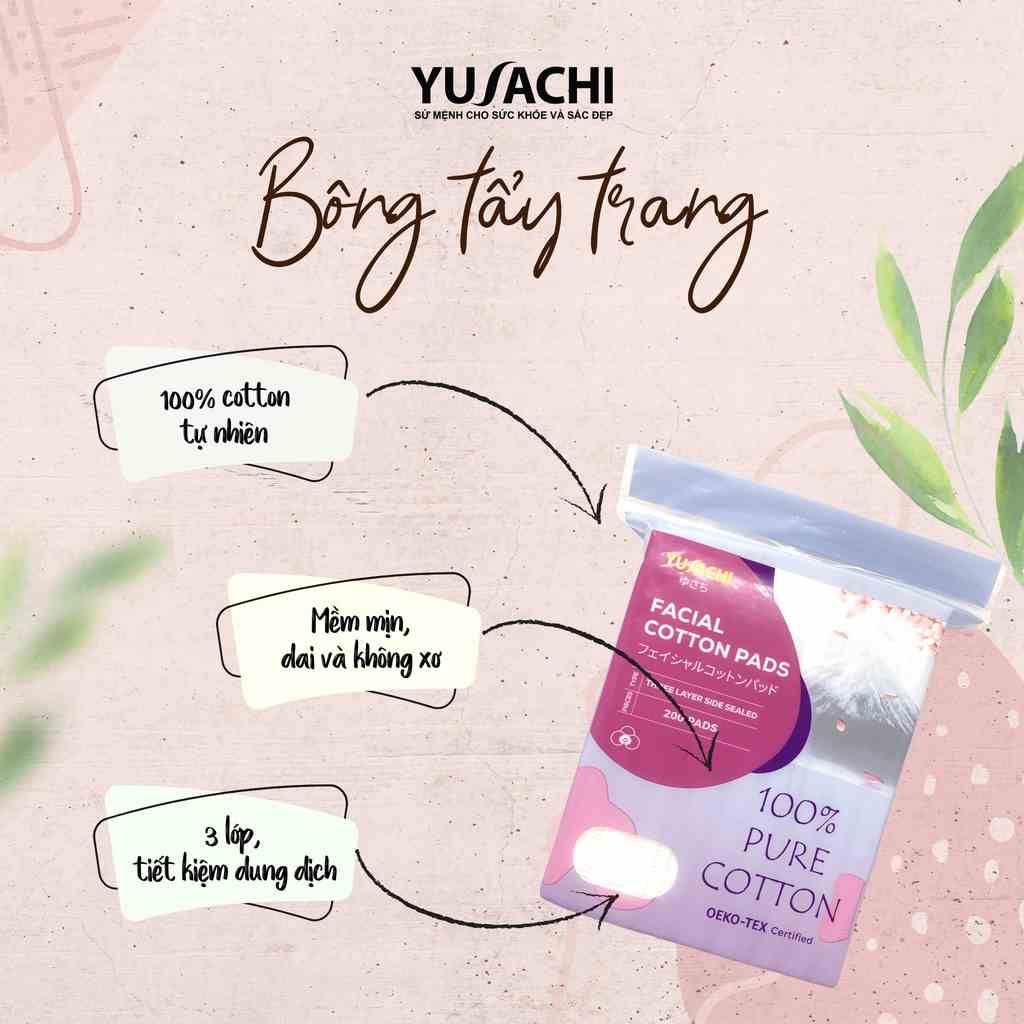 Bông tẩy trang Yusachi Suzuran cao cấp chất lượng Nhật Bản 100% Cotton