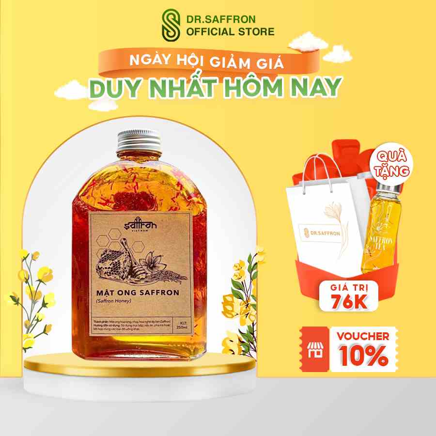 Mật ong Saffron Nhụy Hoa Nghệ Tây Saffron Việt Nam Chai Thủy Tinh 335g