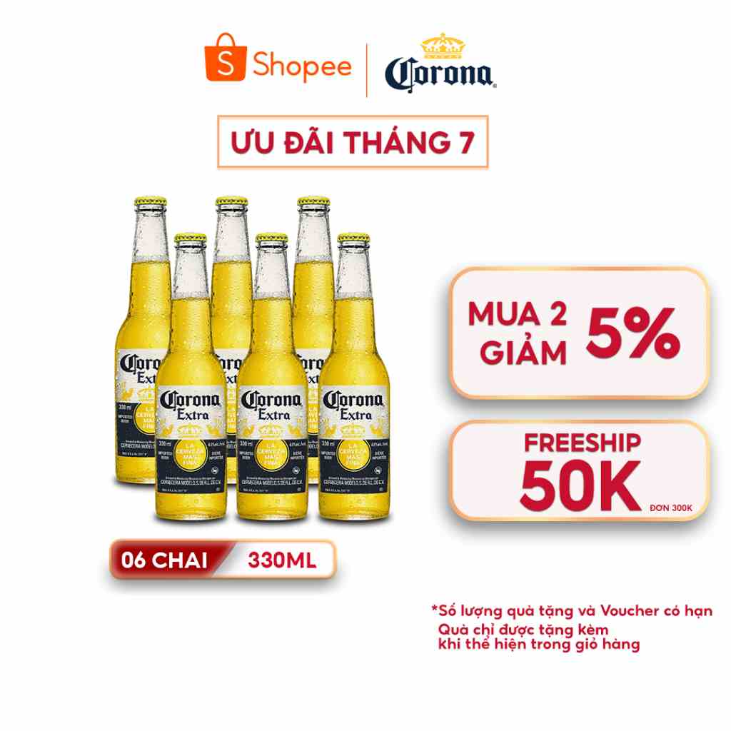 Bia Corona Extra nhập khẩu lốc 6 chai (330ml/chai)