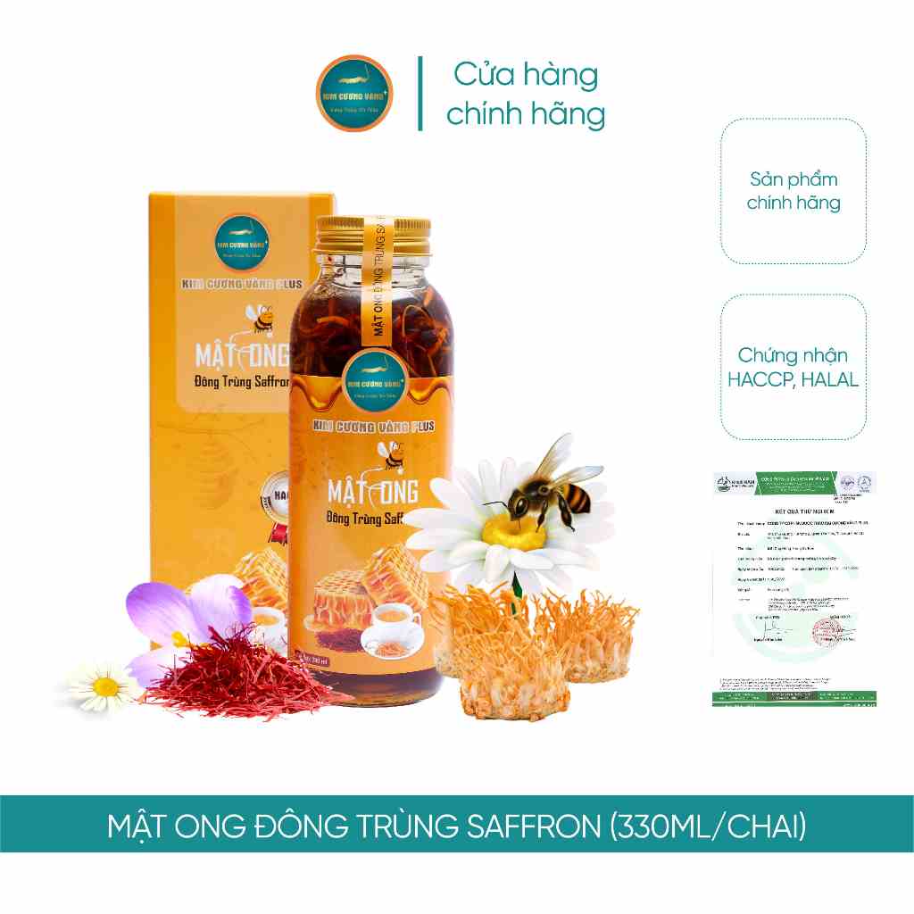 [Mã BMLTB200 giảm đến 100K đơn 499K] Mật Ong Đông Trùng Saffron Kim Cương Vàng (330ml/Chai)