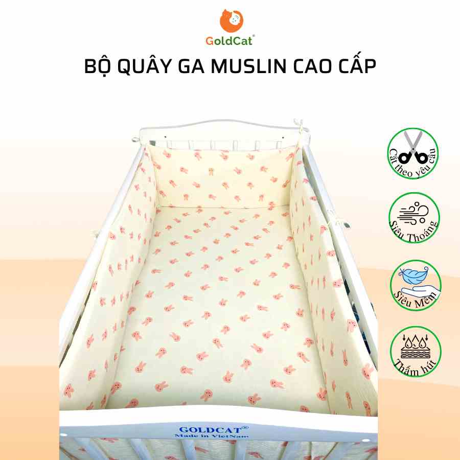 [HOT]Bộ Quây Cũi Kèm Ga Vải Bọc Đệm Cho Bé GOLDCAT QG Chất Liệu Cotton, Đa Dạng Kích Thước, Màu Sắc Ngộ Nghĩnh