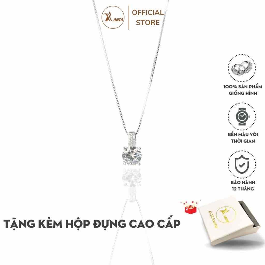 [Mã BMLTB35 giảm đến 35K đơn 99K] Dây chuyền bạc ATJ9069 cao cấp , vòng cổ mặt nụ đá tròn ANTA Jewelry