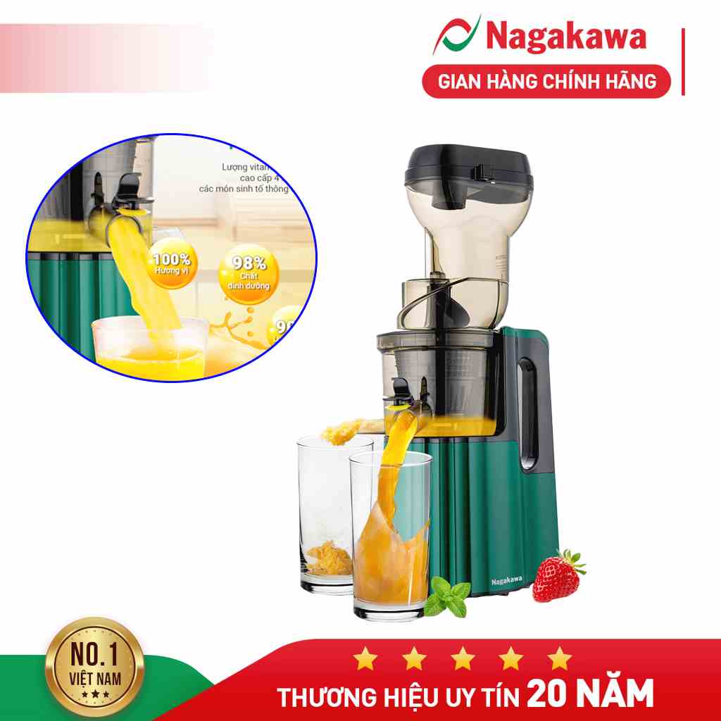 [Mã ELHA22 giảm 6% đơn 300K] Máy ép chậm Nagakawa NAG0817 – Dung tích 300ml – Công suất 150w – Bảo hành 12 tháng