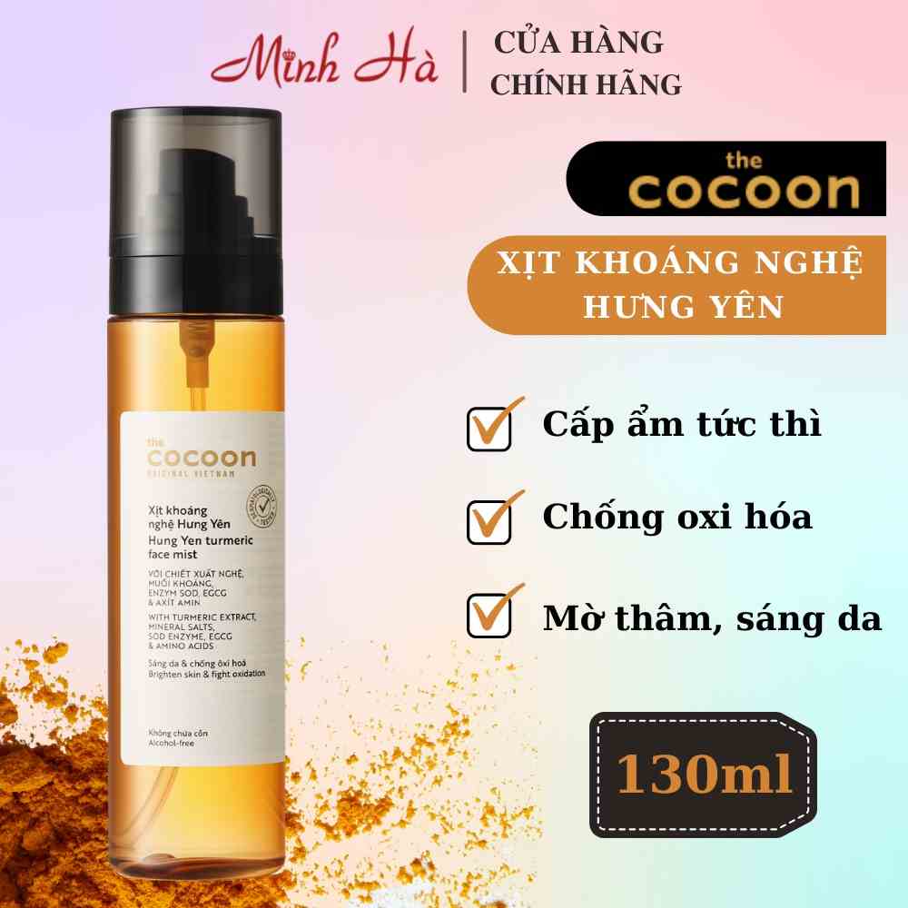 Xịt khoáng Nghệ Hưng Yên Cocoon 130ml giúp làm sáng da, mờ vết thâm