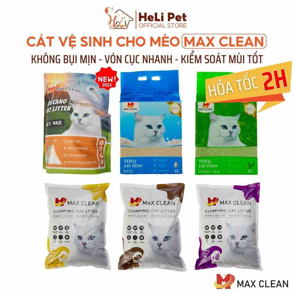 Cát Vệ Sinh Cho Mèo Cao Cấp  Khử Mùi Vượt Trội Siêu Vón Cục Siêu Ít Bụi - Max Clean