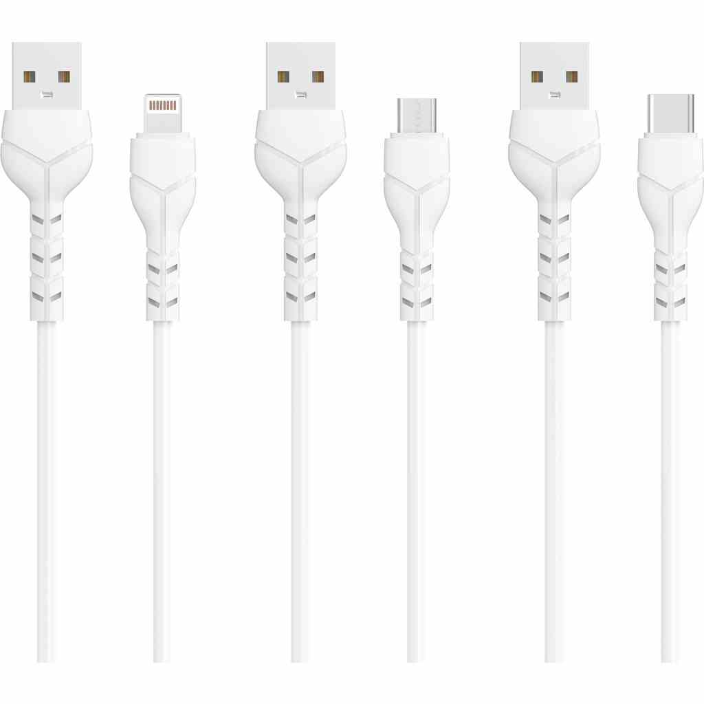 Dây cáp sạc IP Kintone series Devia EC205 3 loại chân cắm iphone, typeC, micro độ dài 1m- Hàng chính hãng BH 12 tháng