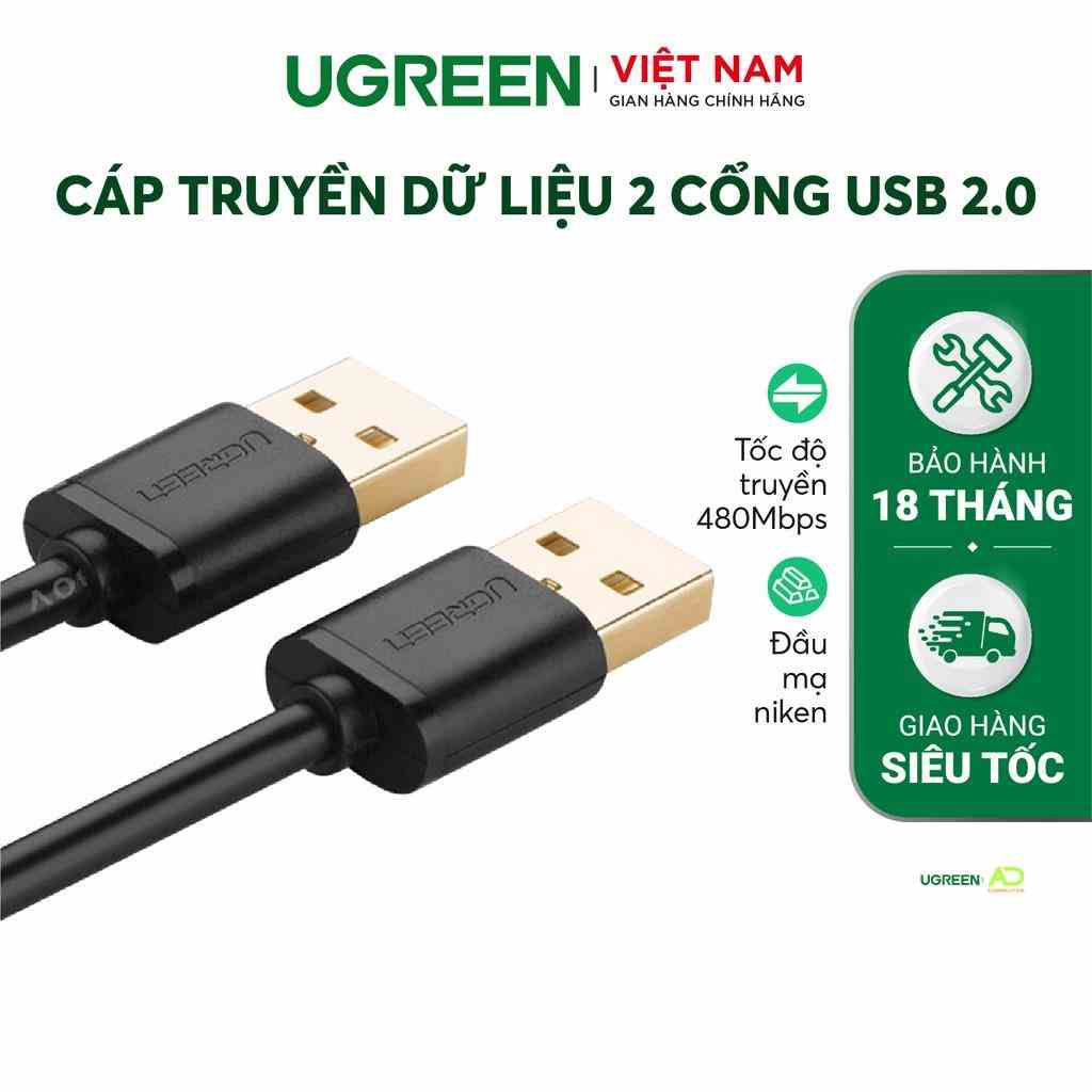 Dây USB 2.0 (đực sang đực) dài UGREEN US102 - Hàng phân phối chính hãng - Bảo hành 18 tháng