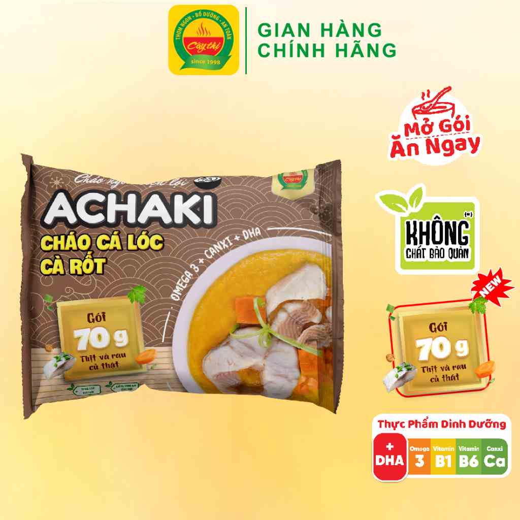 Cháo Ngon Tiện Lợi Achaki Cá Lóc Cà Rốt Thương Hiệu Cây Thị