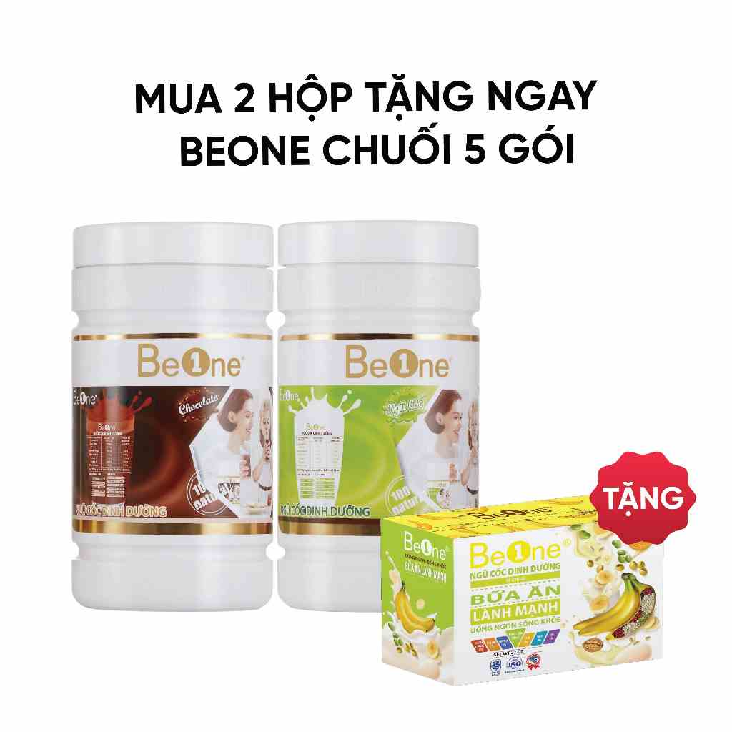 Combo 2 hộp Bột ngũ cốc dinh dưỡng BEONE giảm cân, tăng cân, lợi sữa 2 vị hộp 500gr