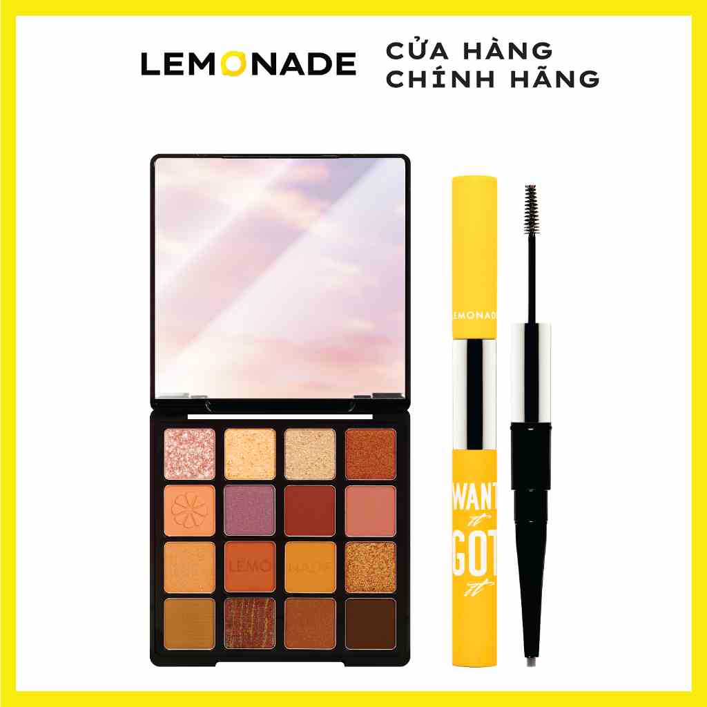 Combo Lemonade Bảng phấn mắt Aesthetic Eyeshadow Palette 20.8g và Chì kẻ mày 2 đầu Want It Got It 2.75g