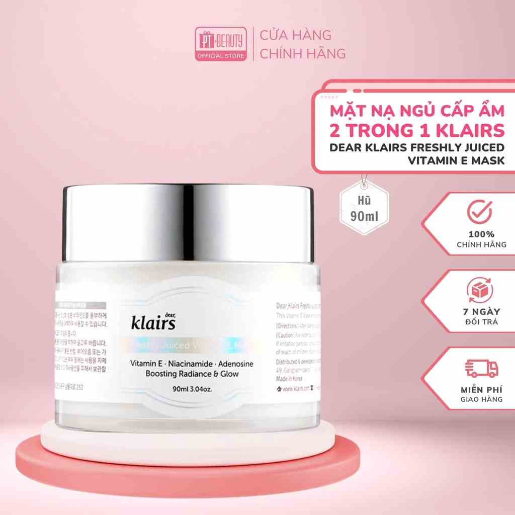 [Mã BMLTA35 giảm đến 35K đơn 99K] Mặt nạ ngủ cấp ẩm 2 trong 1 Dear Klairs Freshly Juiced Vitamin E Mask 90ml