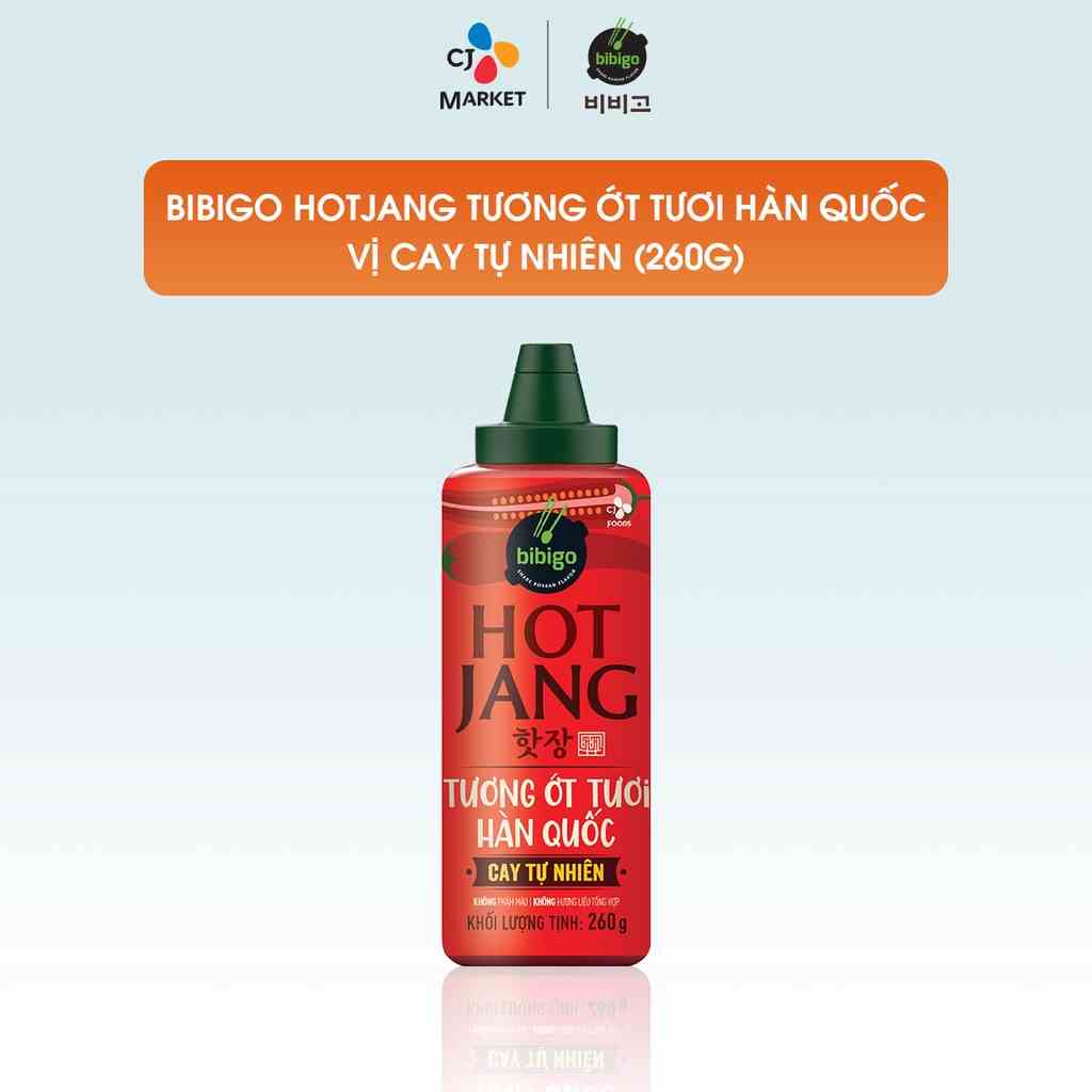 [Mua 2 tặng Hộp Inochi_Chọn quà bên dưới] Tương Ớt Tươi Hàn Quốc Bibigo Hot Jang - Vị Cay tự nhiên 260g (Date 11/2023)