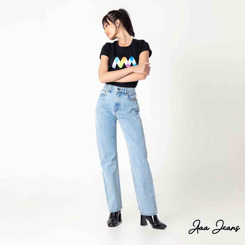 Quần jeans ống đứng slim fit lưng cao Aaa Jeans Light Blue