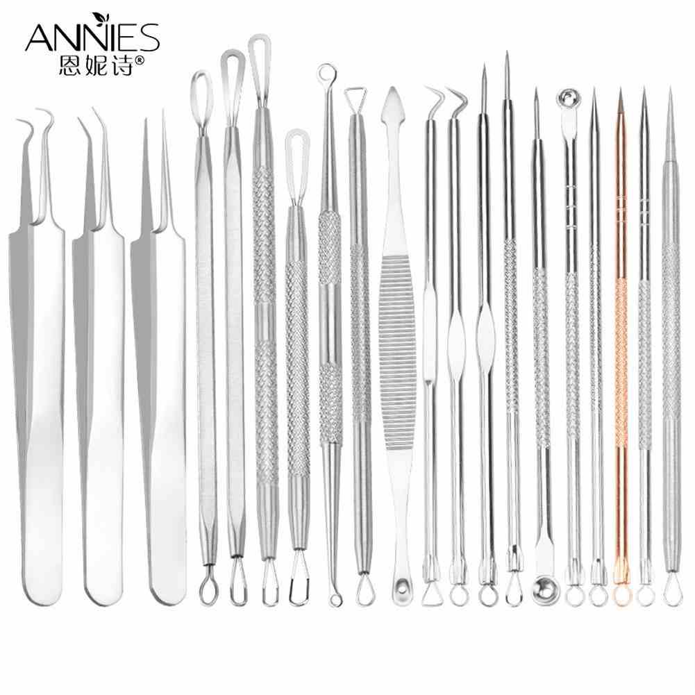 Bộ dụng cụ nặn mụn ANNIES bằng thép không gỉ chuyên nghiệp