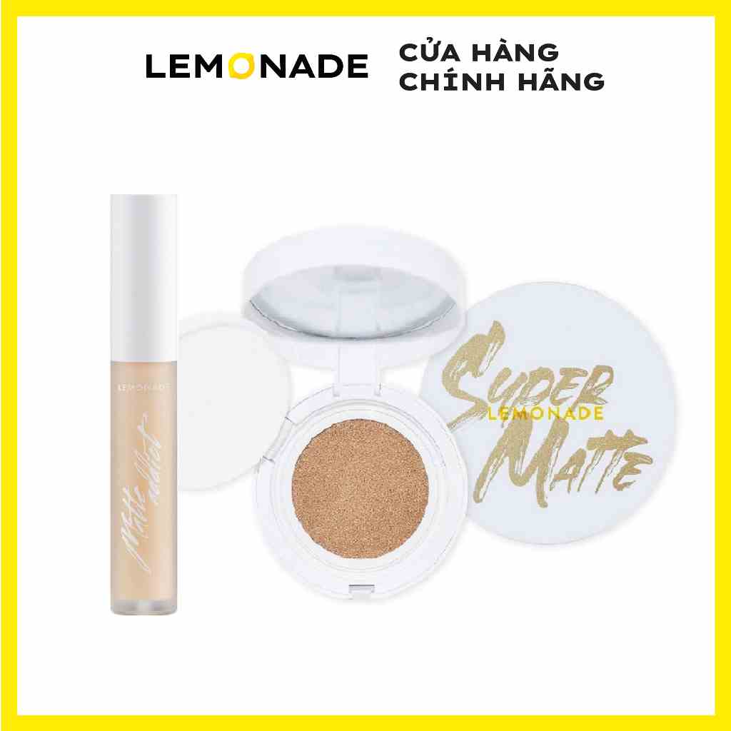 Combo Lemonade Phấn nước siêu kiềm dầu Supermatte Cushion A03 15g và Kem che khuyết điểm #A03 3g